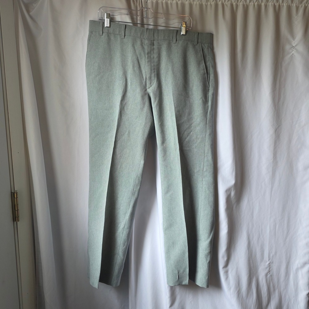 Vintage Montgomery Ward Mens Gray Dress Pants Flat Front Trousers Size 38x27